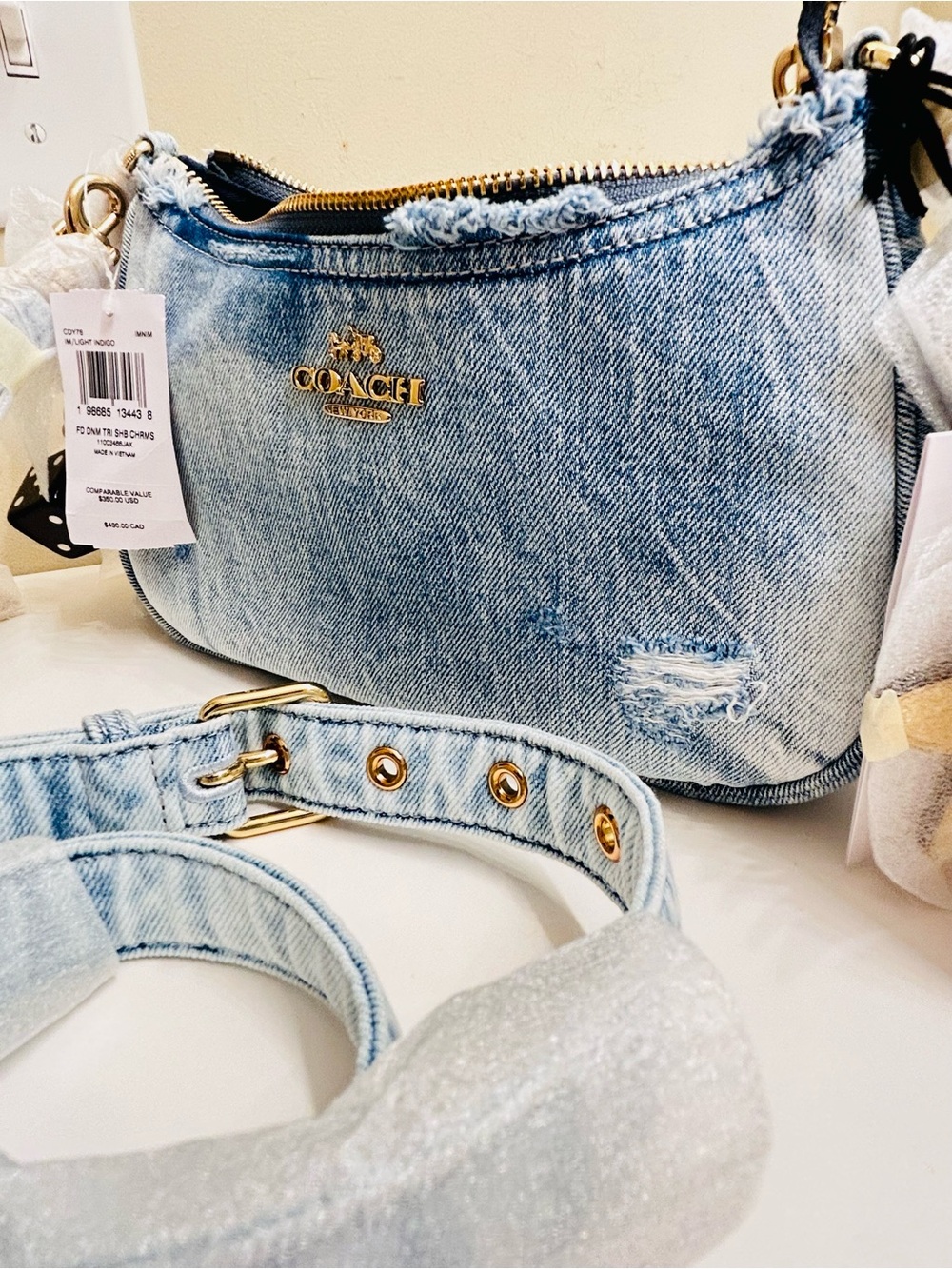 Coach Loved Denim Terri W/All Charms Crossbody/ Shoulder Bag - Picture 13 of 14